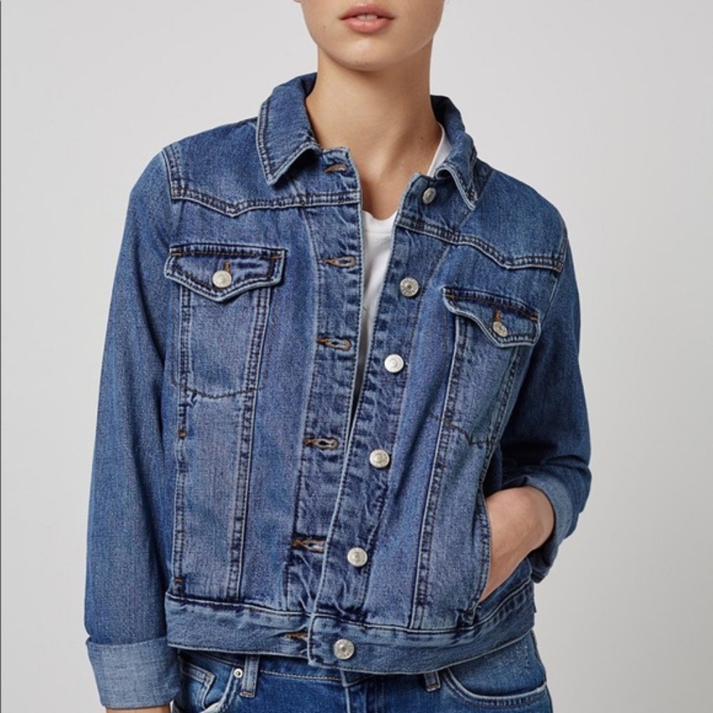 Denim jacket with fur women's topshop best sale